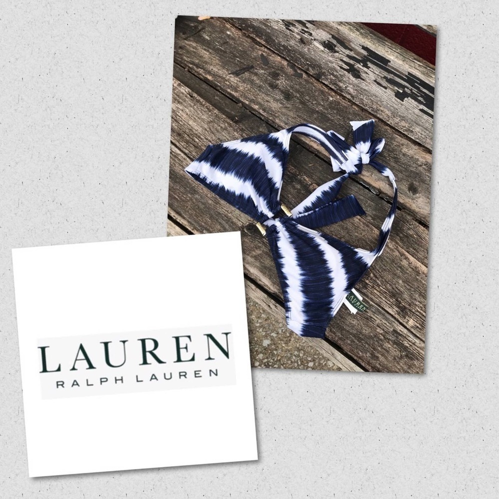 Lauren Ralph Lauren, navy/ white bikini top - Picture 3 of 6